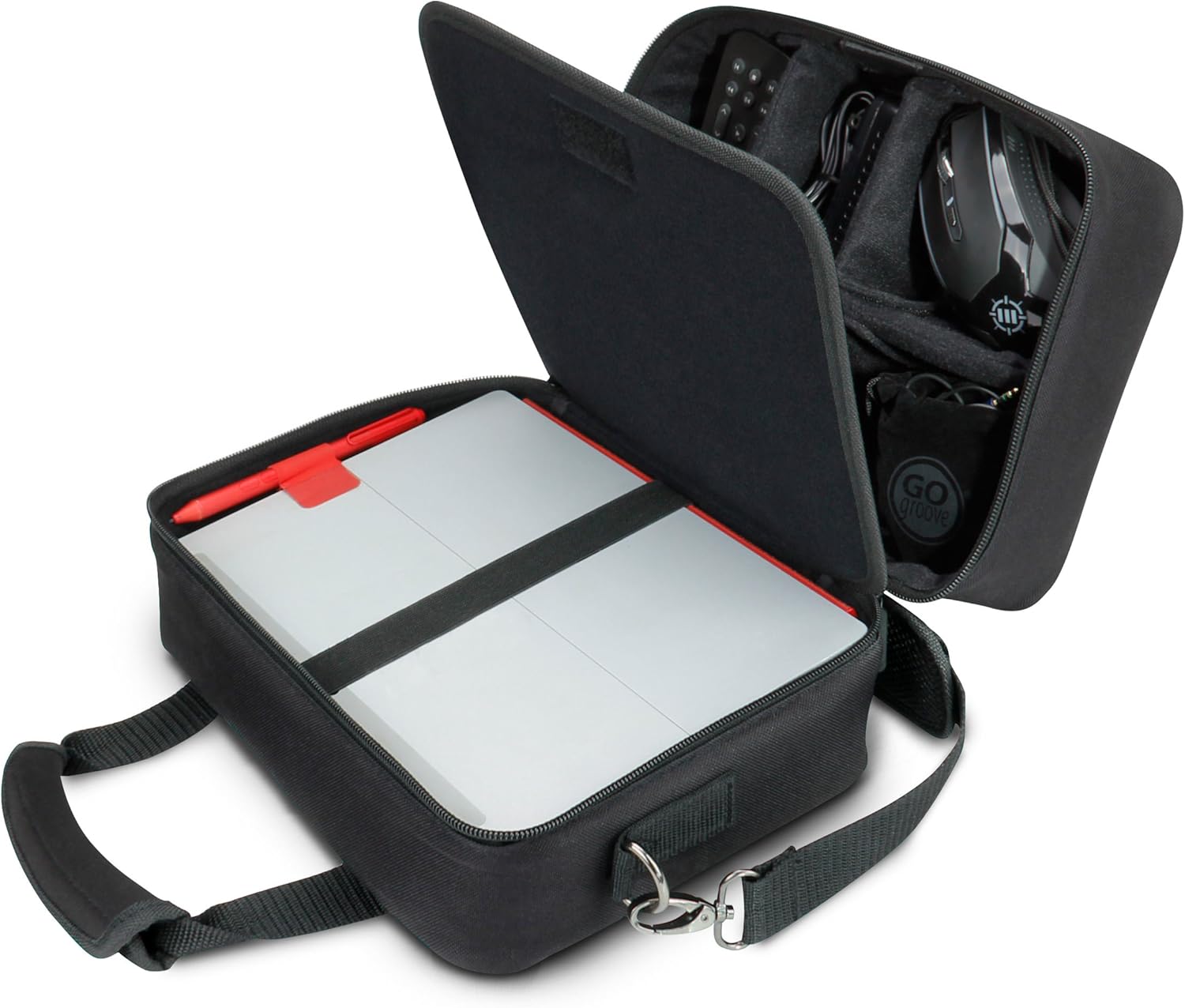 Read more about the article USA Gear Electronics Travel Organizer Tech Bag Case Custom Accessory Storage Compartments, Shoulder Strap & Padded Interior – Compatible with Tablets, Portable Projectors & More Electronics