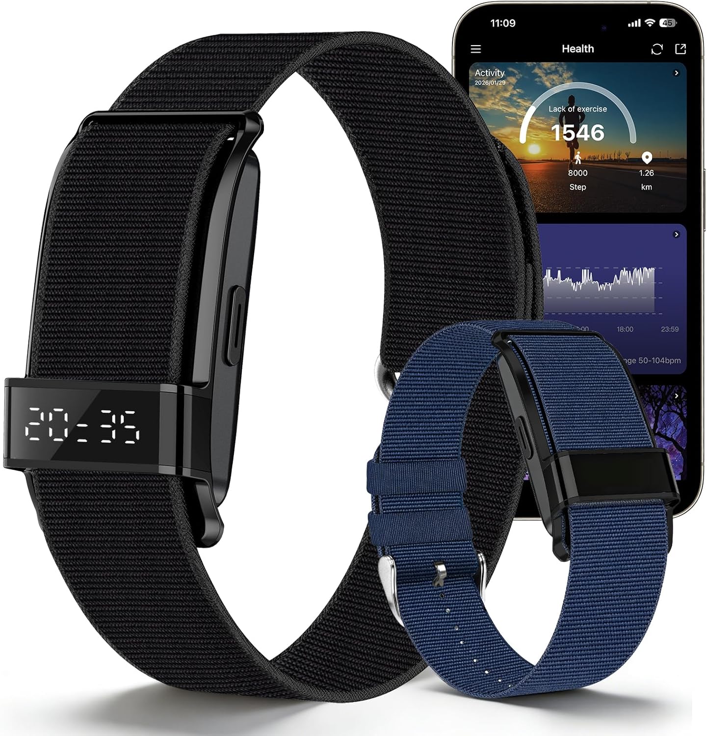 Read more about the article Fitness Trackers Smart Wristband With Hidden Screen(Wrist-Raise Screen Activation)Activity & Sleep Tracker with Heart Rate/HRV/Blood Oxygen, Vibration Alerts, Free APP (Black, Universal Size)