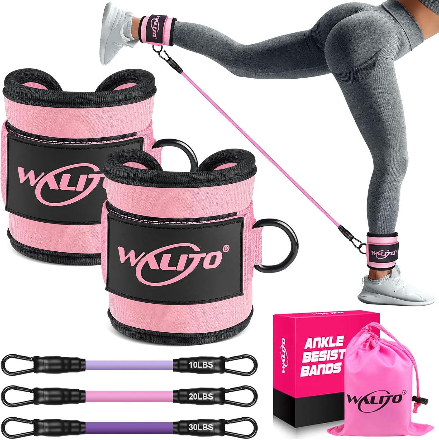 Read more about the article WALITO Ankle Resistance Bands with Cuffs, Exercise Bands for Legs and Butt, Booty Workout Equipment for Kickbacks and Hip Fitness Training