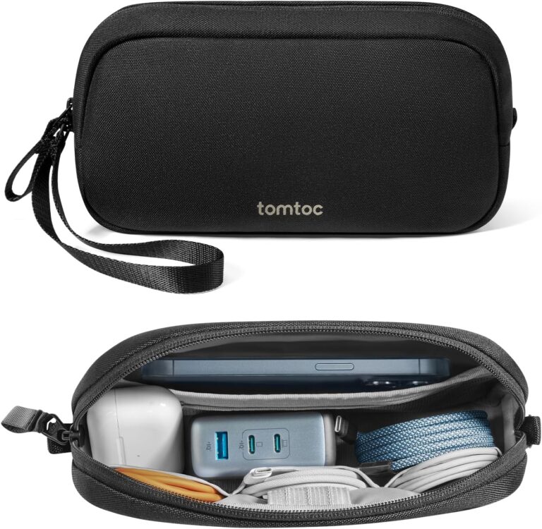 Read more about the article tomtoc Electronics Organizer Travel Case, Water Resistant Travel Bag Cable Organizer for Essentials, Tech Pouch Accessories Carry Storage for Cord, Phone, Cables, Airpods, USB Flash Drive, Daily Items