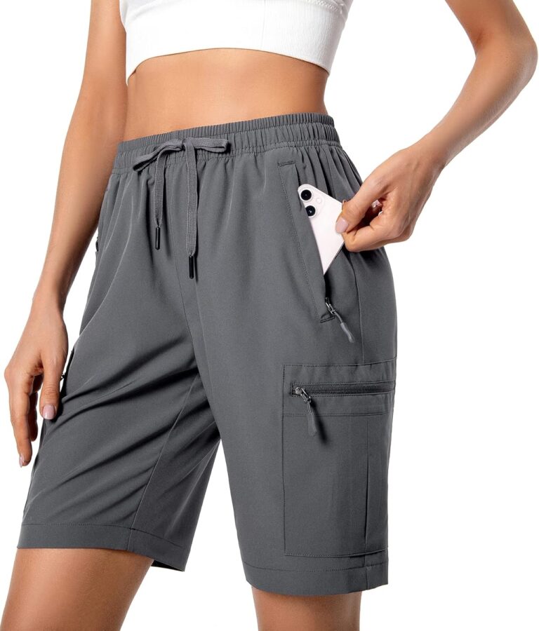 Read more about the article Hugut Women’s Lightweight Hiking Cargo Shorts Quick Dry Athletic Shorts Camping Travel Golf Zipper Pockets Water Resistant