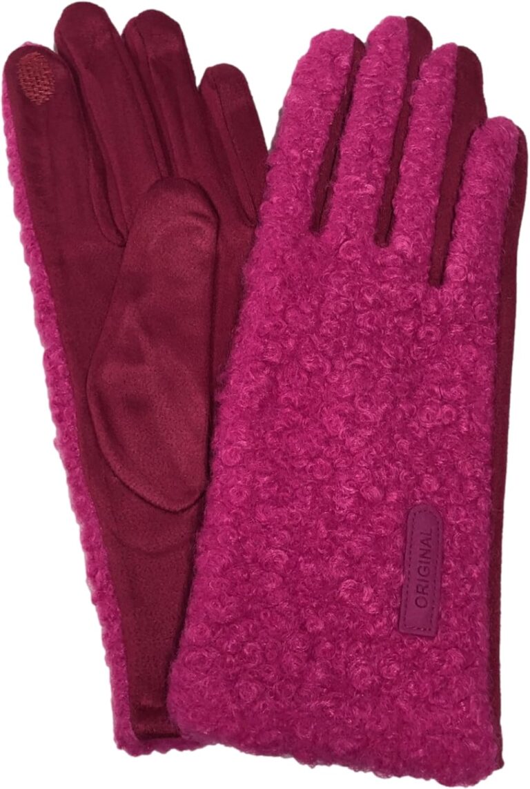 Read more about the article Original USA Womens Fuzzy Hot Pink Fuchsia Stretch Fit Text & Tech Touchscreen Driving Gloves