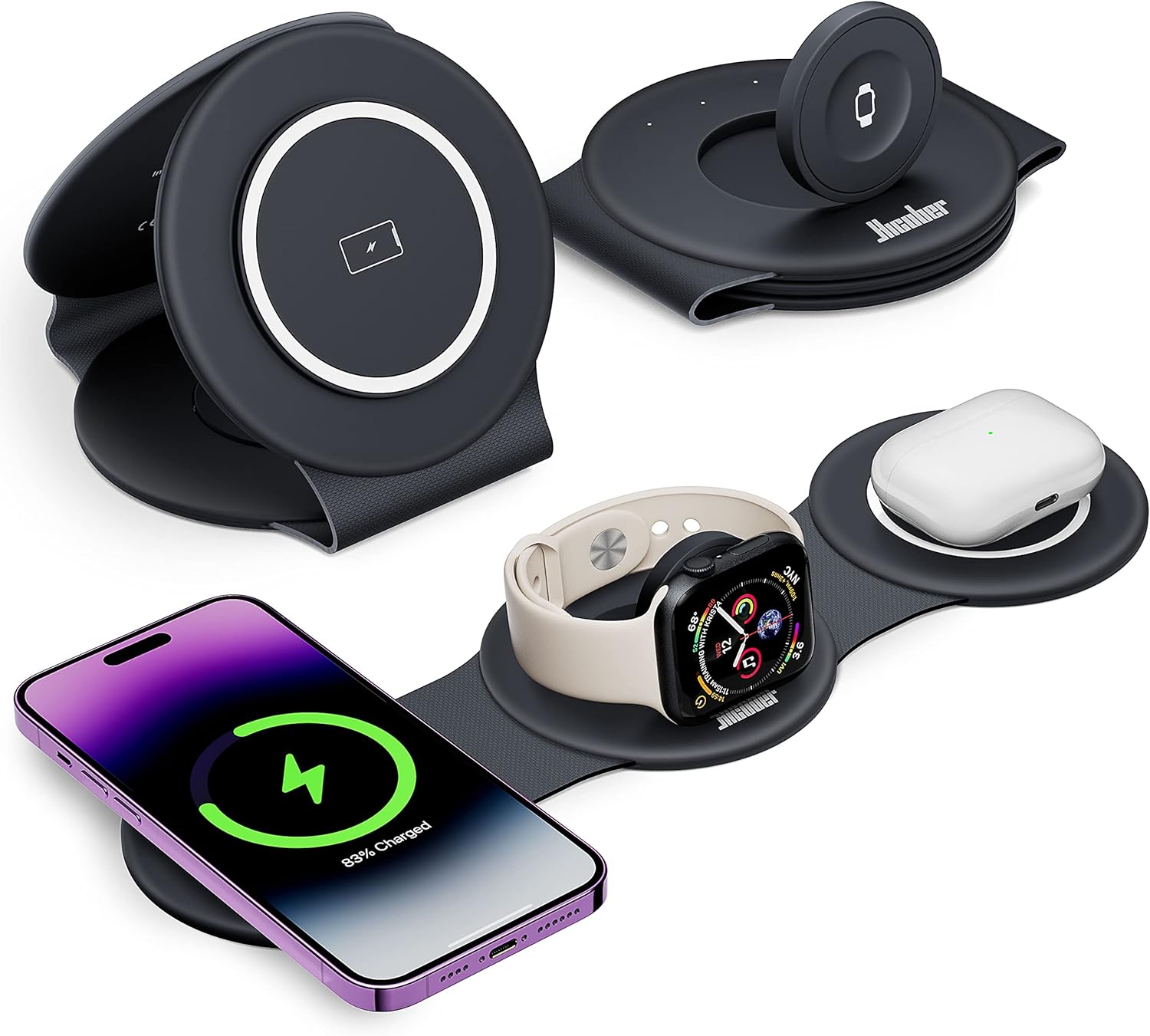 Read more about the article HICOBER 3 in 1 Charging Station for Multiple Apple Devices, Compatible with iPhone 17/16/15/14/13, Apple Watch & AirPods, Foldable Fast Wireless Charger & Travel Charger for Home/Office/Trips