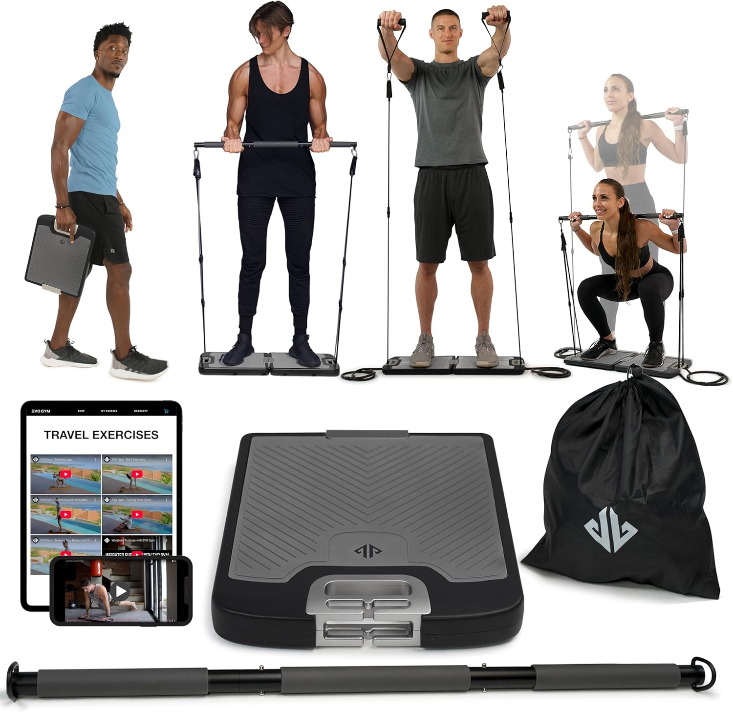 Read more about the article EVO Gym – Portable Home Gym Strength Training Equipment, at Home Gym | All in One Gym – Resistance Bands, Base Holds Gym Bar & Handles for Travel | Portable Gym & Home Exercise Equipment