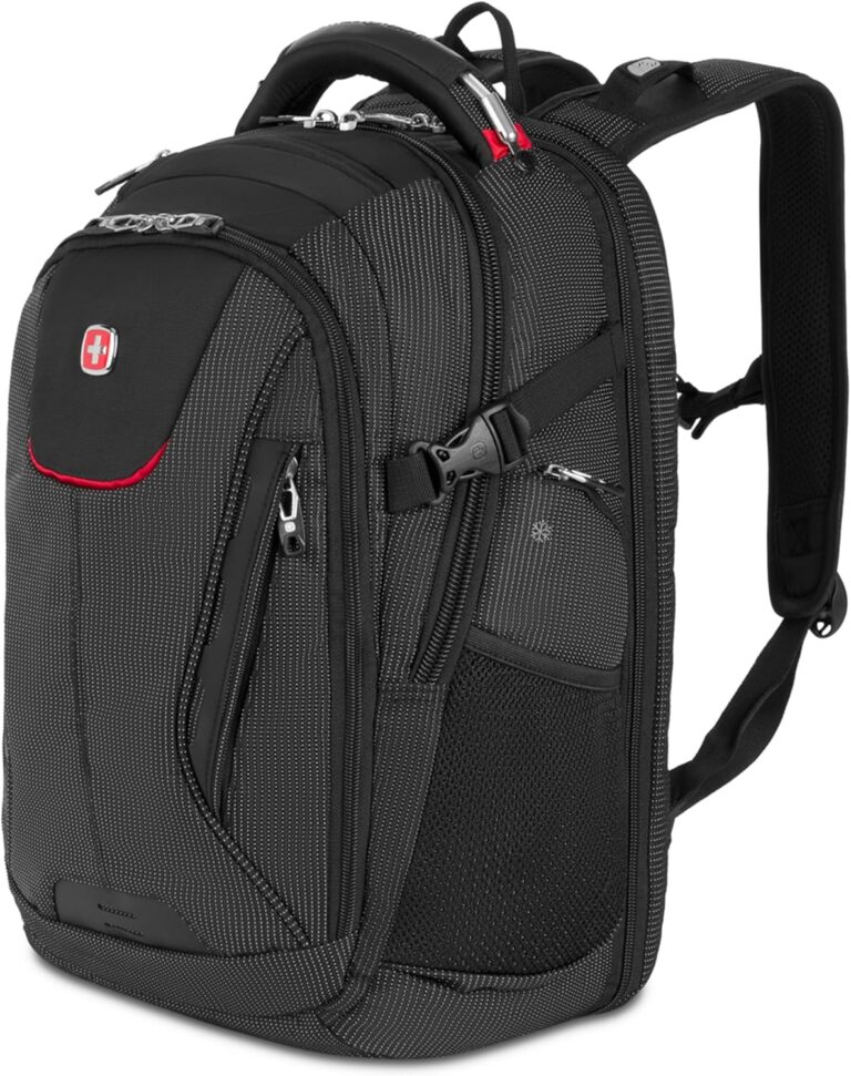 Read more about the article SwissGear Travel Tech Elite Laptop Backpack – Fits Laptops up to 16” – ScanSmart TSA-Friendly Backpack with USB Port, Shoe Compartment & Organizer Pockets – Black Dot