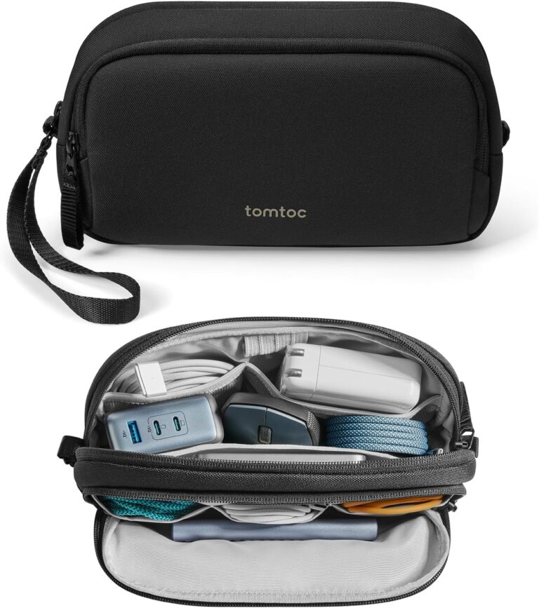 Read more about the article tomtoc Electronic Organizer Travel Case, Water Resistant Dual Compartment Tech Pouch Cable Organization Storage Bag for Charger, Cord, Phone, Hard Drive, Power Bank, Accessories Travel Essentials