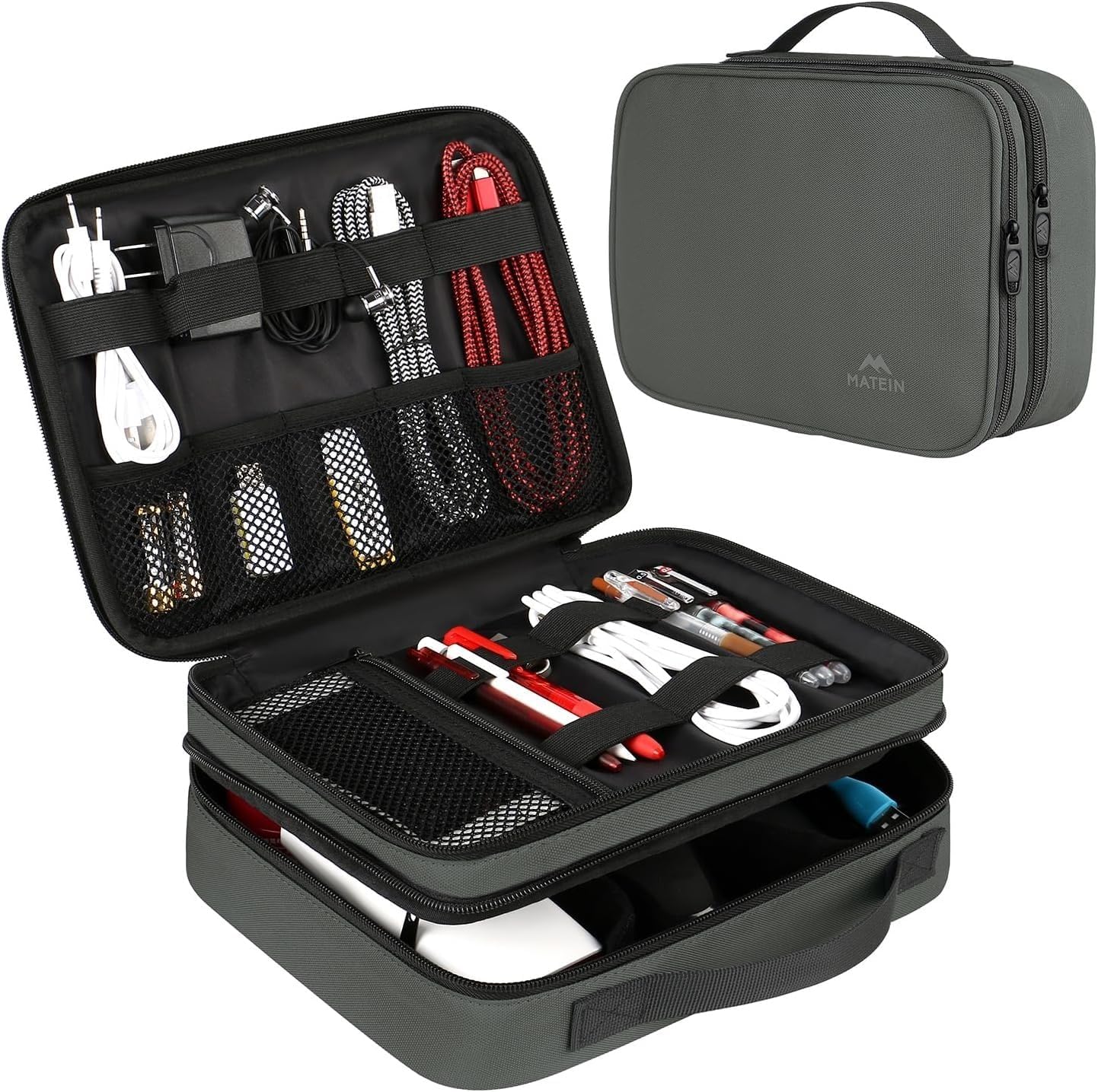 Read more about the article MATEIN Electronics Organizer Travel Case, Large Cable Storage Bag, Water Resistant Carrying Case with Handle, Tech Organizer for Tablet (Up to 12.9inch), USB Charger, Clipper, Grey
