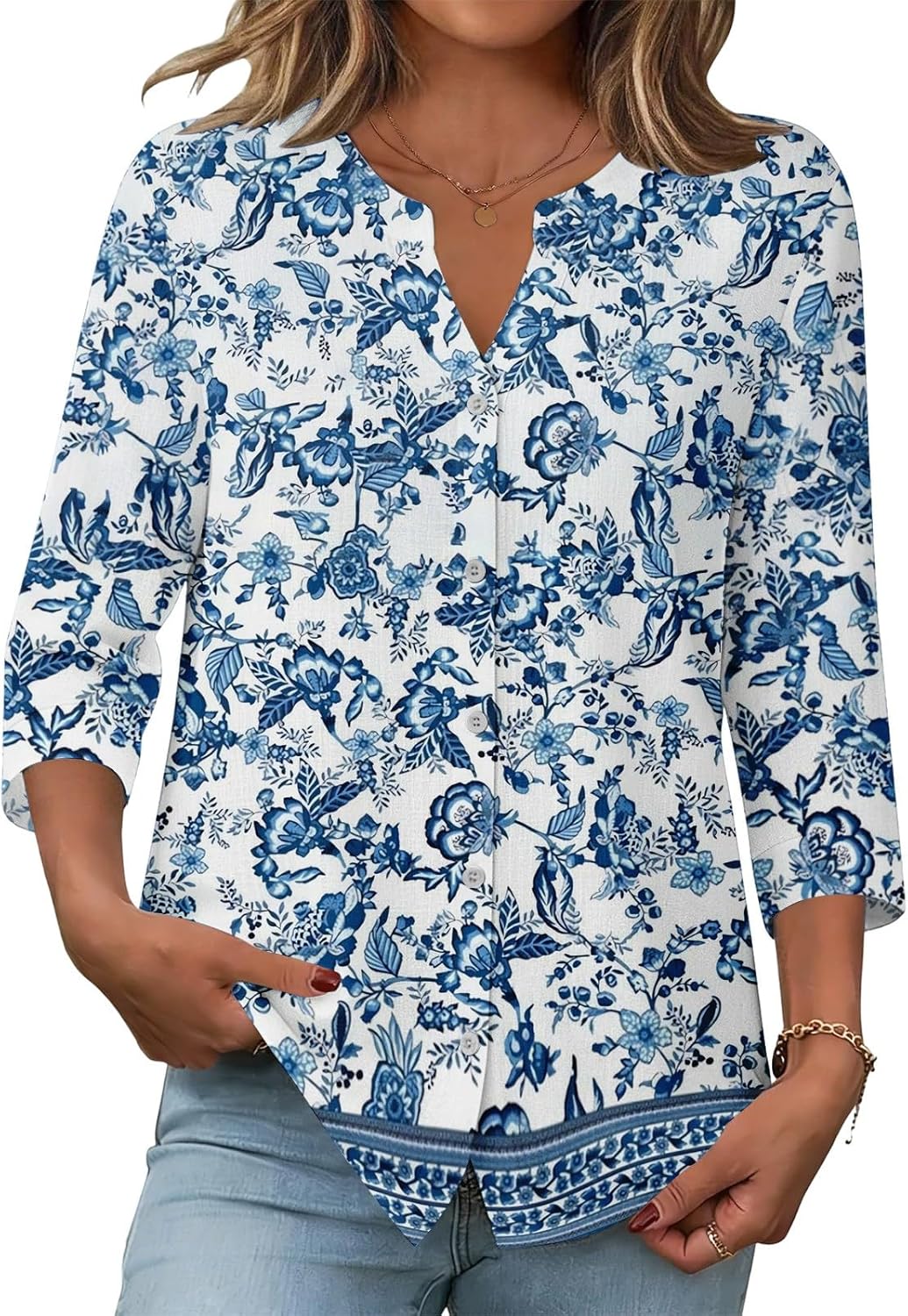Read more about the article Plus Size Pullover for Women 3/4 Length Sleeve Tops Casual Dressy Summer Blouses Buisness Work Spring Tee Shirts