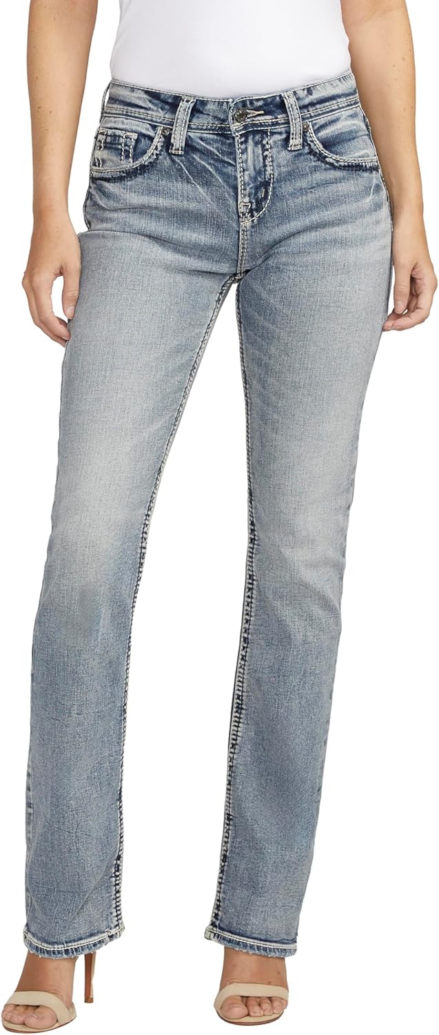 Read more about the article Silver Jeans Co. Women’s Suki Mid Rise Curvy Fit Slim Bootcut Jeans