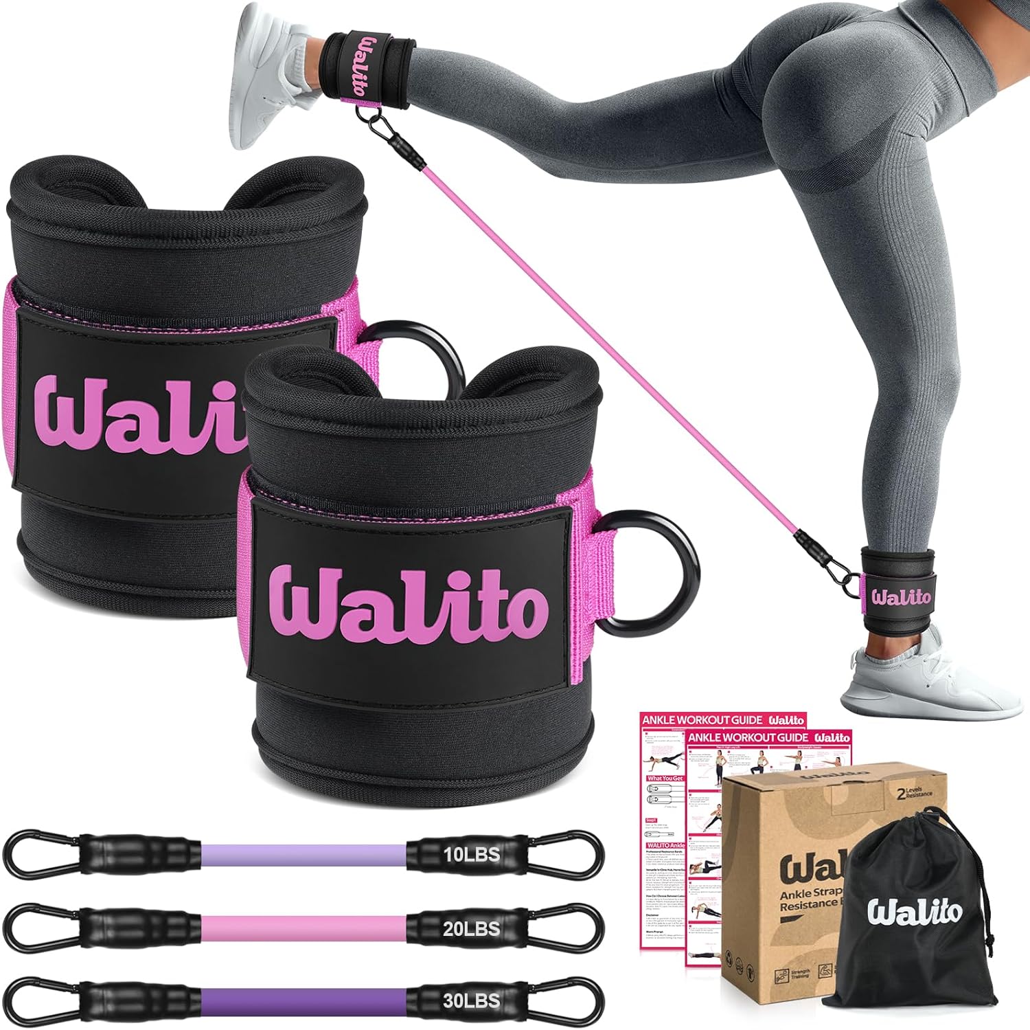 Read more about the article WALITO Ankle Resistance Bands with Cuffs, Exercise Bands for Legs and Butt, Booty Workout Equipment for Kickbacks and Hip Fitness Training