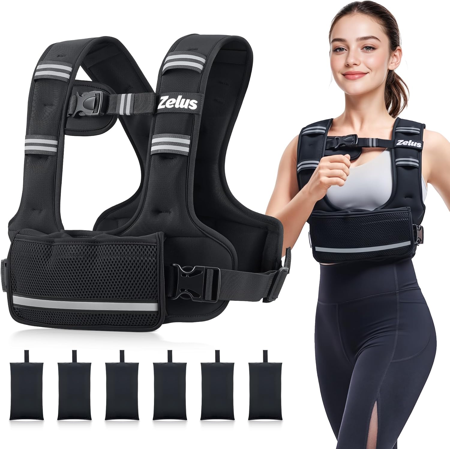 Read more about the article ZELUS Weighted Vest for Women Men, 4-10lb/11-20lb/20-32lb Curve-Fit Ergonomic Design Adjustable Workout Vest with 6 Iron Sand Bags, SGS-Certified Rucking Vest for Strength Training & Cardio Workouts