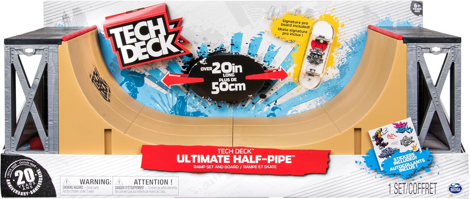 Read more about the article TECH DECK, Ultimate 20-Inch Half-Pipe Ramp Playset and Exclusive Primitive Pro Fingerboard, Kids Toys for Boys and Girls Ages 6 and up