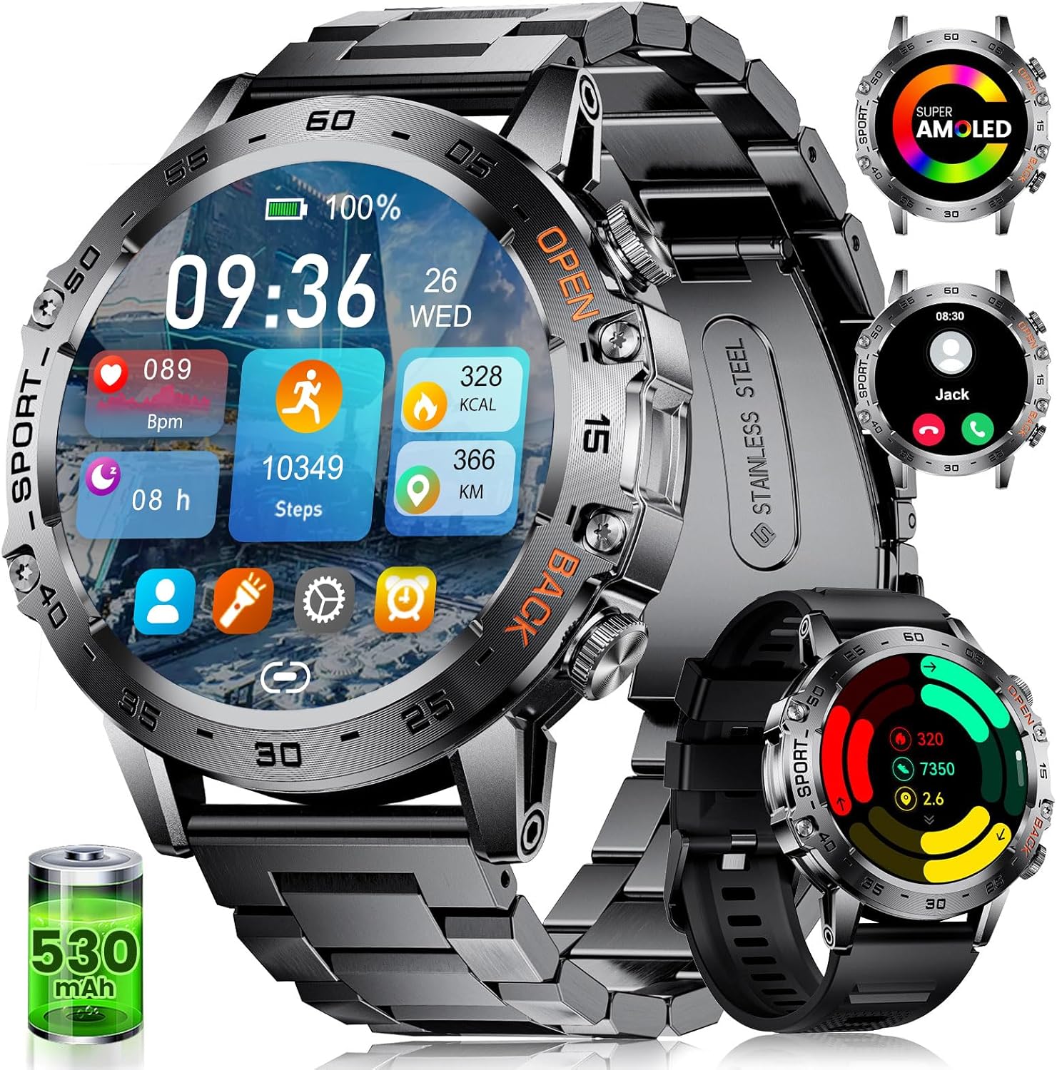Read more about the article SUNKTA Smart Watch for Men(Answer/Dial Calls),1.45” AMOLED/100 Sports Modes, 5ATM Waterproof Fitness Watch with Heart Rate/SpO2/Sleep Tracker for Android and iOS,530MAH Smartwatch Black