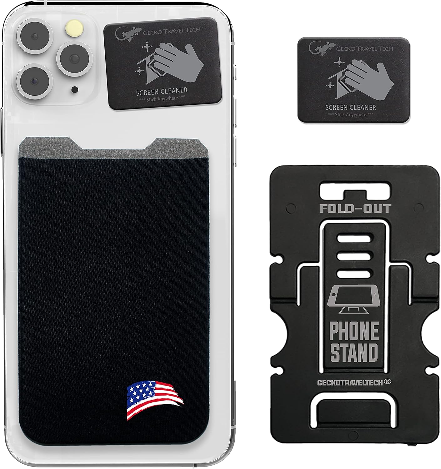 Read more about the article Phone Wallet – Adhesive Card Holder – Cell Phone Pouch – Stick on Lycra Pocket by Gecko – Carry Credit Cards and Cash
