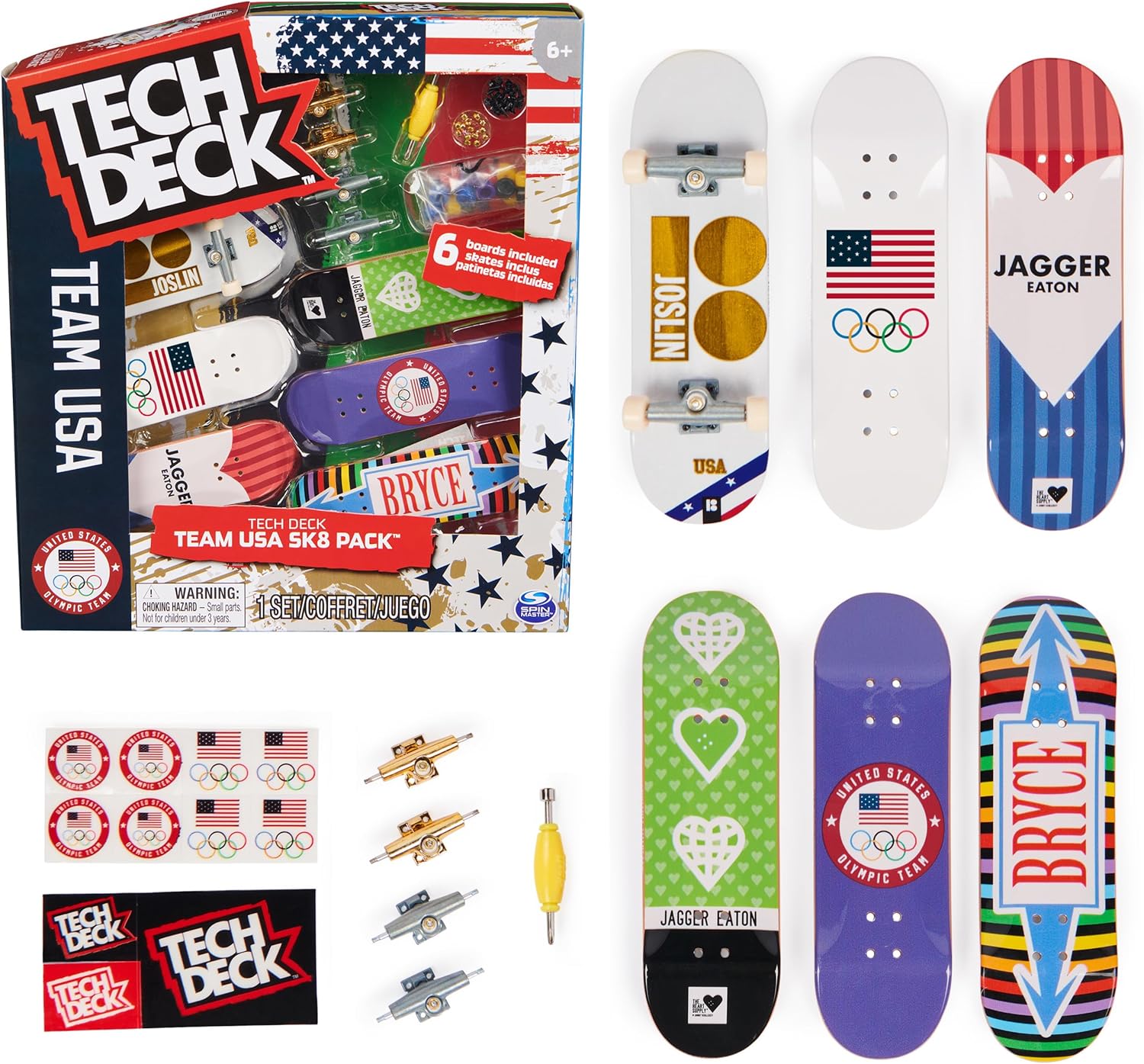 Read more about the article TECH DECK, Team USA Sk8 6-Pack, Collectible and Customizable Mini Skateboards, Kids Toys for Ages 6 and up, Amazon Exclusive