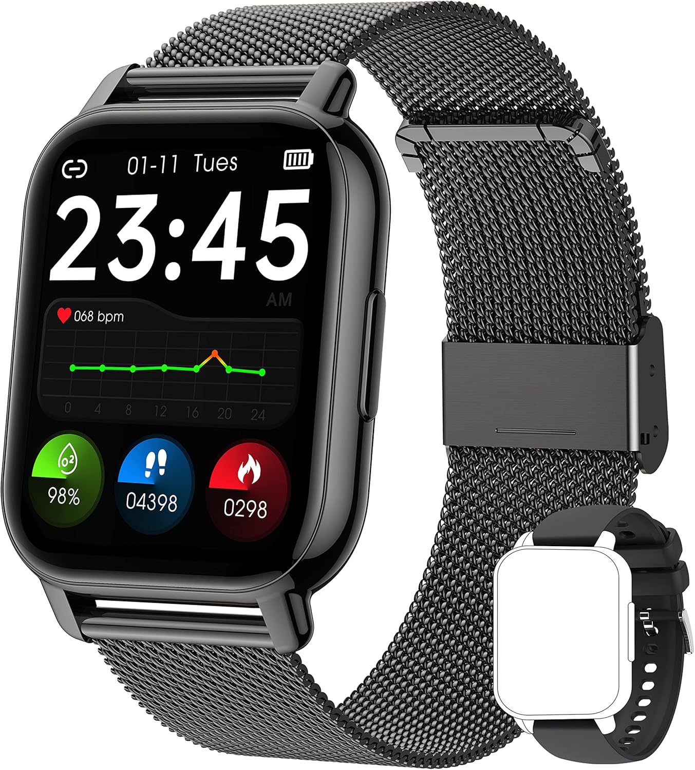 Read more about the article Popglory Smart Watch Answer/Make Calls, 1.85” Smartwatch with AI Voice Control, Blood Pressure/SpO2/Heart Rate Monitor, Fitness Tracker Watch 2 Straps for Men Women for iOS Android Phones