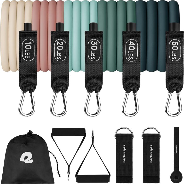 Read more about the article Retrospec Train Resistance Bands Set for Working Out – 5 Stackable Bands, Handles & Door Anchor – Portable Fitness Equipment for Physical Therapy & Yoga Includes Carry Bag