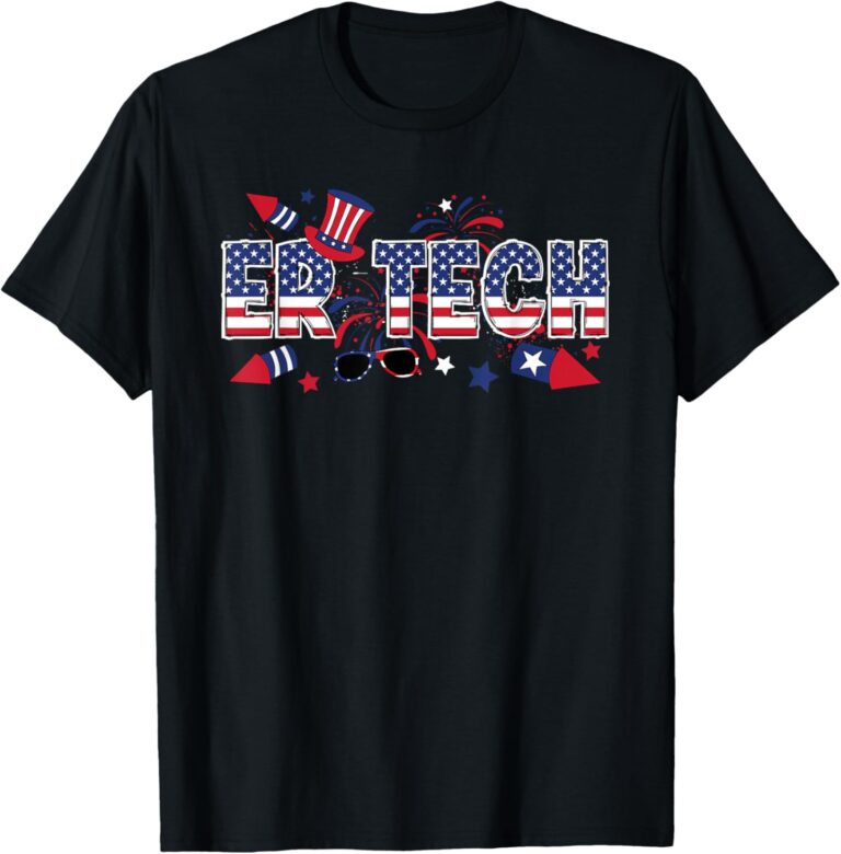 Read more about the article 4th Of July ER Tech American Flag Emergency Room Technician T-Shirt
