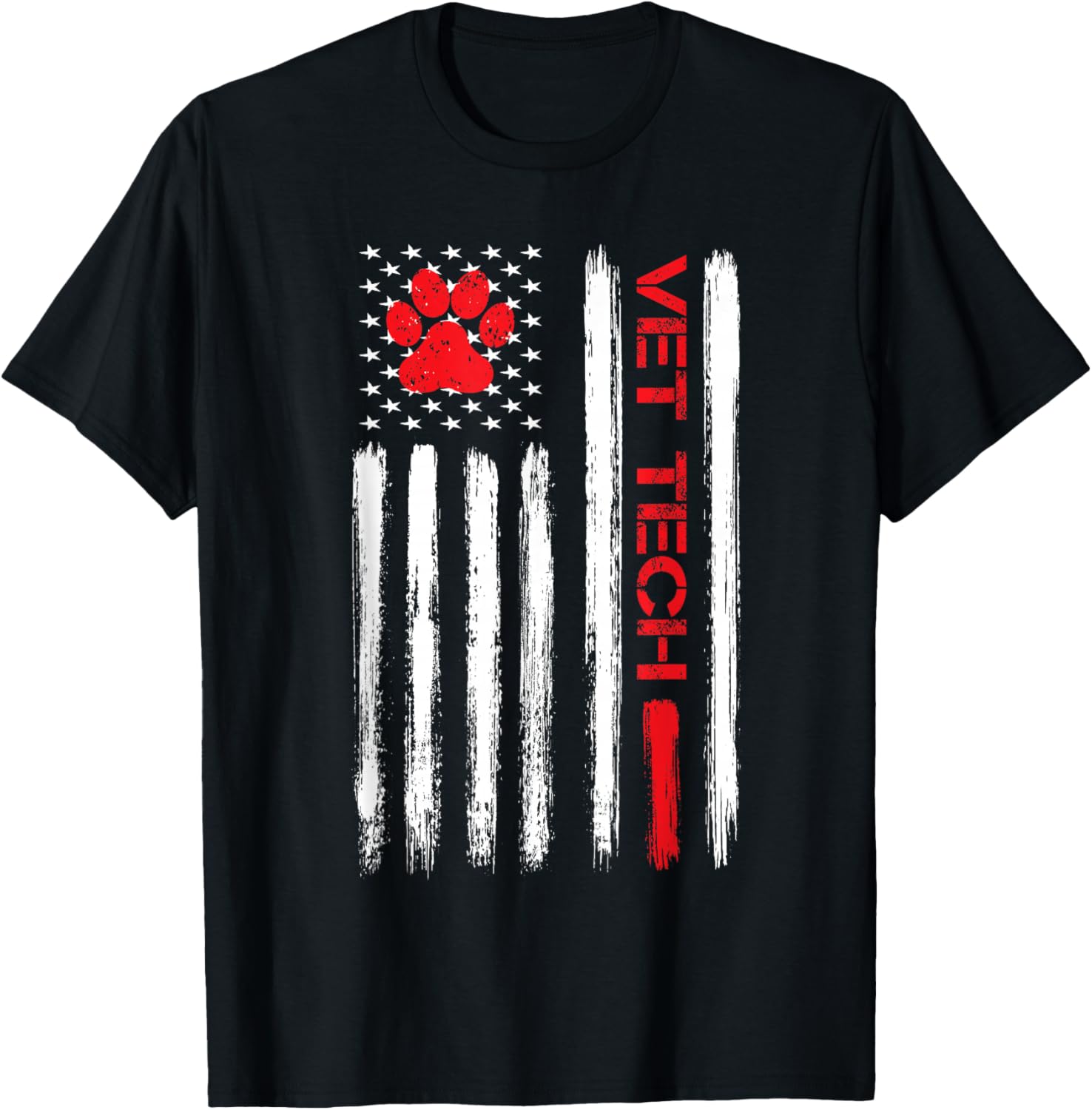 Read more about the article Vet Tech Veterinary Technician American Flag Paw Print Gift T-Shirt