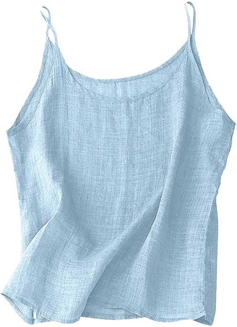 Read more about the article Cotton Linen Tank Tops for Women 2025 Summer Sleeveless Spaghetti Strap Tees Casual Loose Soild Color Tunic Shirts