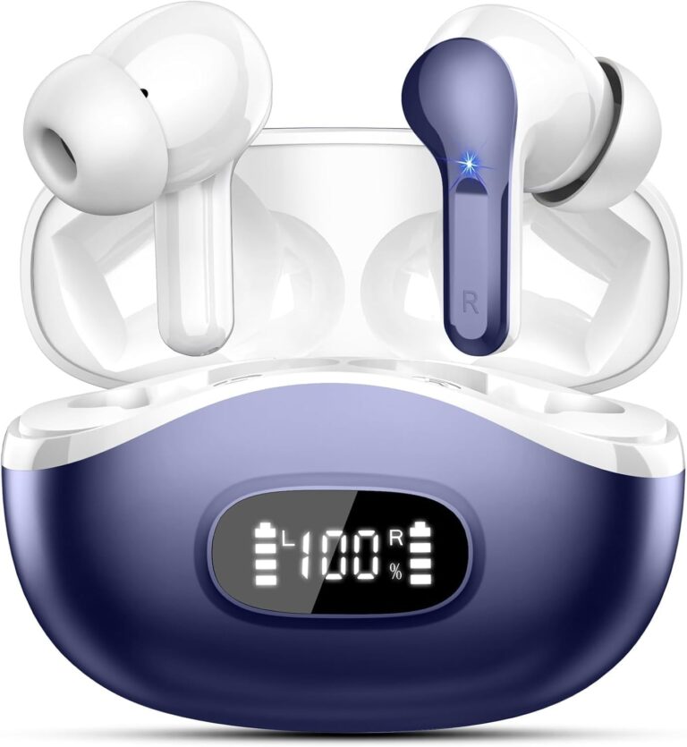 Read more about the article Wireless Earbuds, Bluetooth Headphones 5.4 HiFi Stereo, Ear Buds with 4 ENC Noise Cancelling Mics, 48H Bluetooth Earbuds with Dual LED Display, IP7 Waterproof in Ear Earphones for Android iOS, Blue