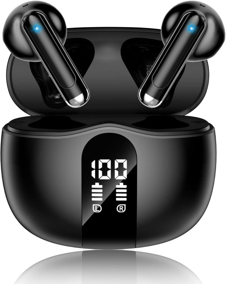 Read more about the article XIAOWTEK Wireless Earbuds, 2026 Bluetooth 5.4 Headphones Bass Stereo Ear Buds with Noise Cancelling Mic, LED Display in Ear Earphones 50H Playtime Ear Buds, IP7 Waterproof for Laptop Pad Phones Black