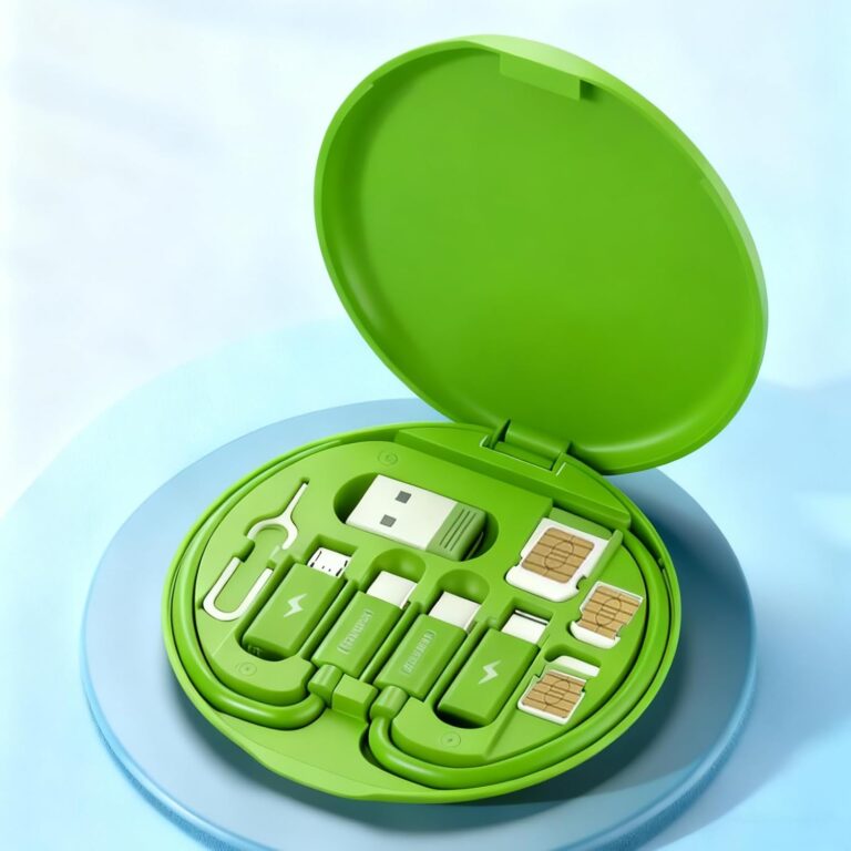 Read more about the article Multi USB Charger Adapter Kit, USB C to iOS Device/Type C/Micro/USB A Adapter Data Transfer Contains Card Slot Phone Holder(Green)