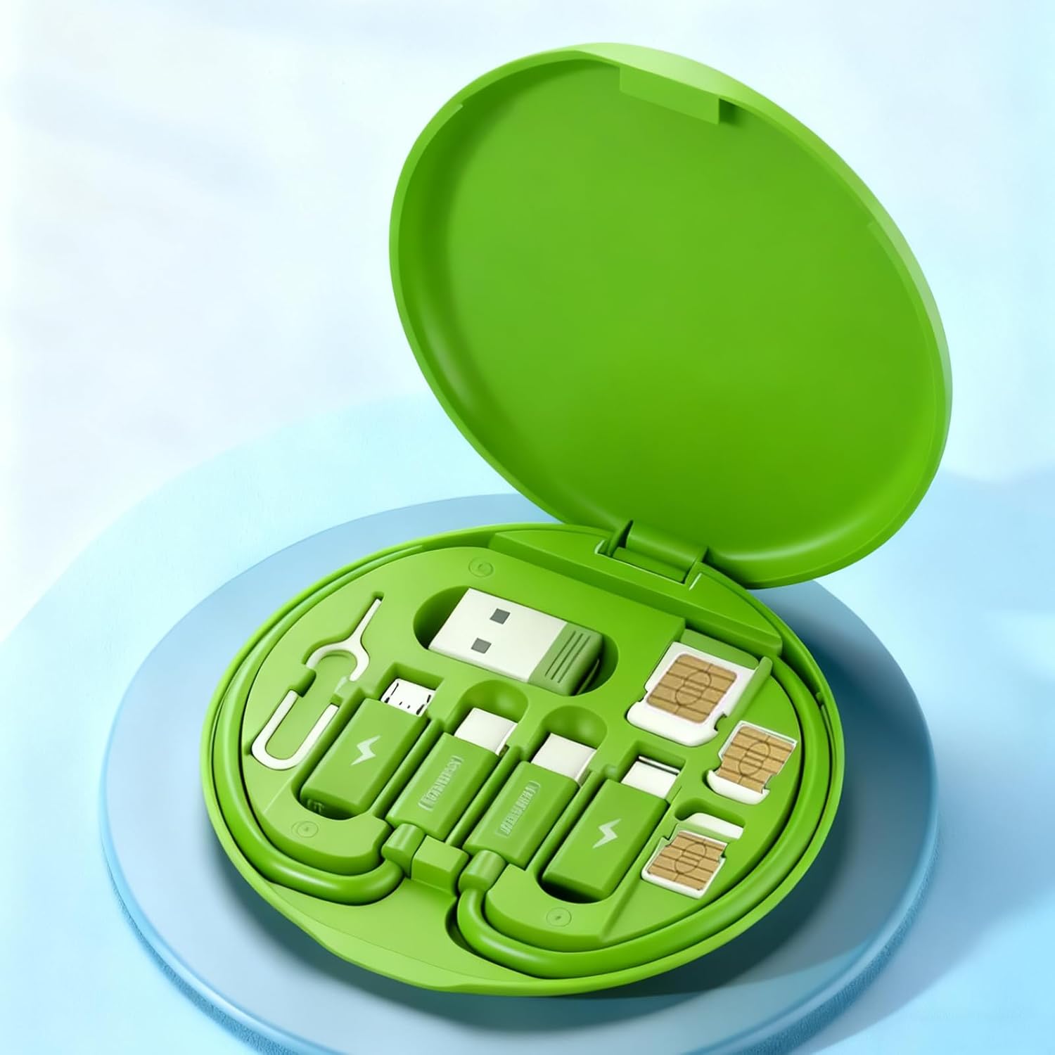 Read more about the article Multi USB Charger Adapter Kit, USB C to iOS Device/Type C/Micro/USB A Adapter Data Transfer Contains Card Slot Phone Holder(Green)