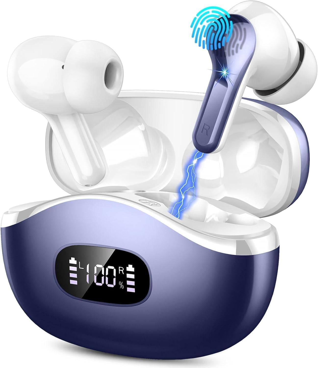 Read more about the article Wireless Earbuds, Bluetooth Headphones 5.4 HiFi Stereo Ear buds with ENC Noise Cancelling Mic, 40H Bluetooth Earbuds with Dual LED Display Charging Case, IP7 Waterproof Earphones for Android iOS, Blue
