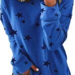 PIFAME Womens Sweatshirt Crew Neck Star Graphic Pullover Tops 2024 Fall Casual Long sleeve Oversized Sweatshirt