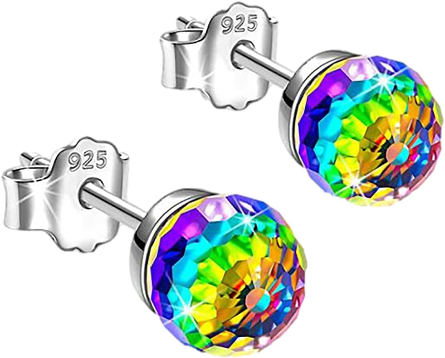 Read more about the article Colorful Full Diamond Stud Earrings Sparkling Heart/Round Cut Birthstone Anniversaries Jewelry