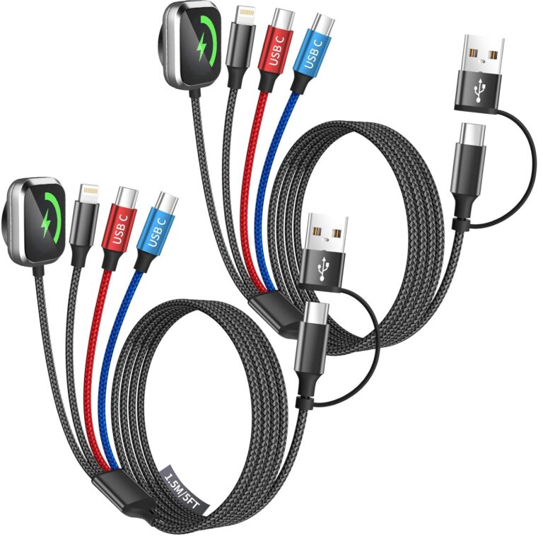 Read more about the article Cruise Essentials 2026, Dual Type-C Port 4 in 2 Multi Charging Cable for iWatch Charger/iPhone17/IP, Travel Essentials USB-A/USB-C Cable for iWatch Ultra/SE/11-2, iPhone17-8, GalaxyS26, Car- 2Pcs 5FT