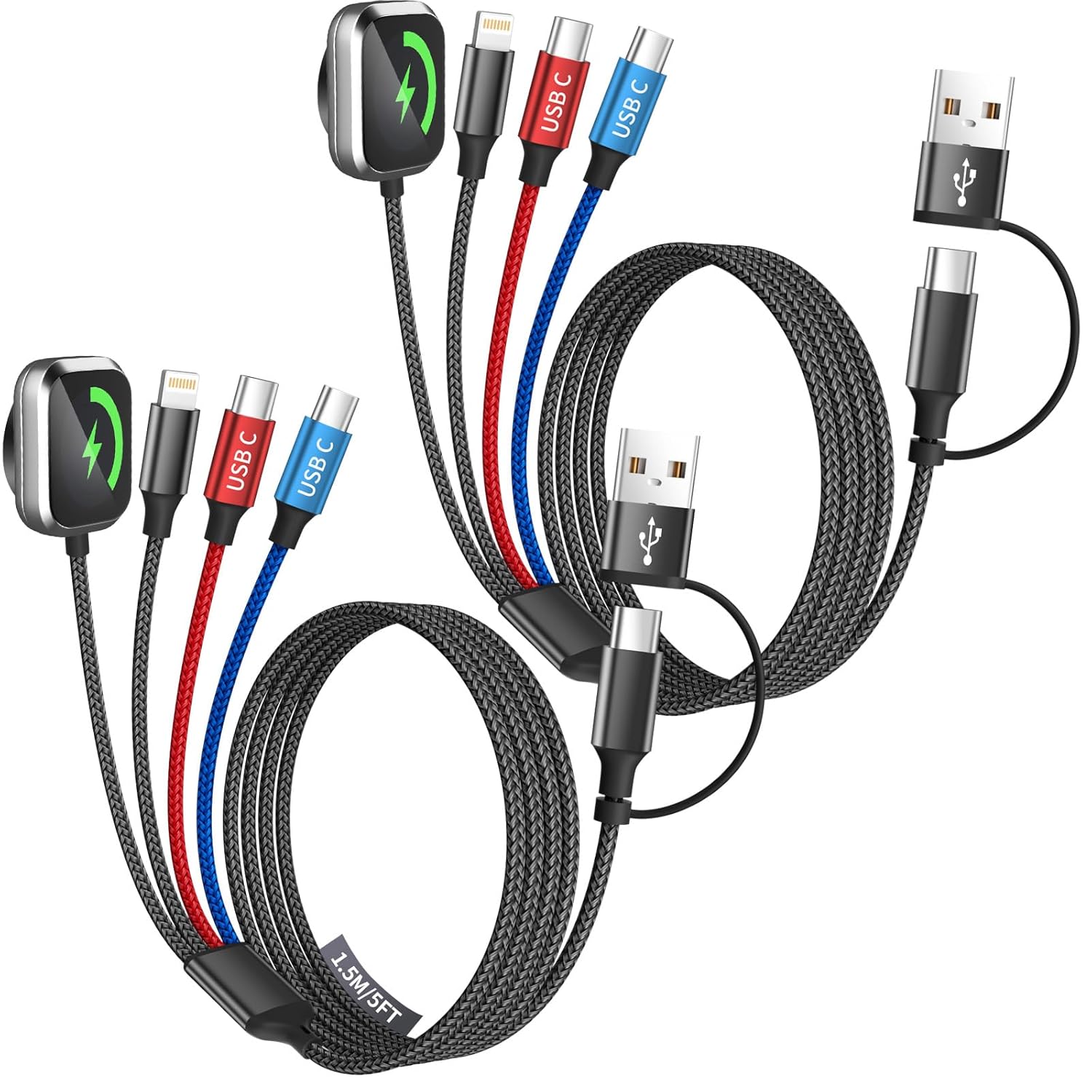 Read more about the article Cruise Essentials 2026, Dual Type-C Port 4 in 2 Multi Charging Cable for iWatch Charger/iPhone17/IP, Travel Essentials USB-A/USB-C Cable for iWatch Ultra/SE/11-2, iPhone17-8, GalaxyS26, Car- 2Pcs 5FT