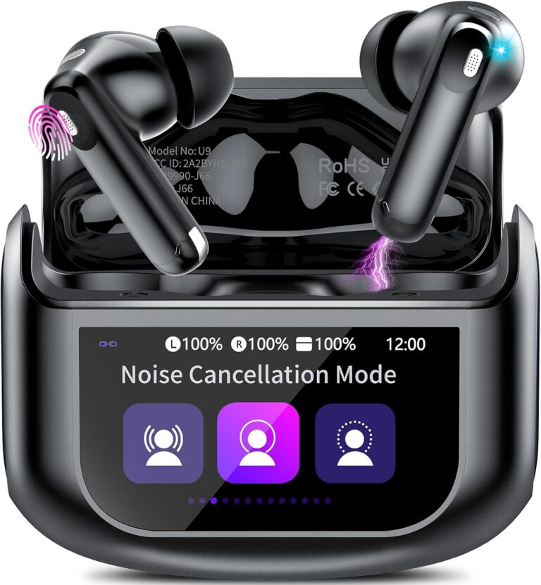 Read more about the article Wireless Earbuds, Bluetooth 5.4 Headphones with Multifunctional Touch Screen, 48H Bass Stereo Ear Buds with ANC/ENC Noise Cancelling/Transparency Mode, IPX7 Earphones with 5 EQ Modes for iOS Android
