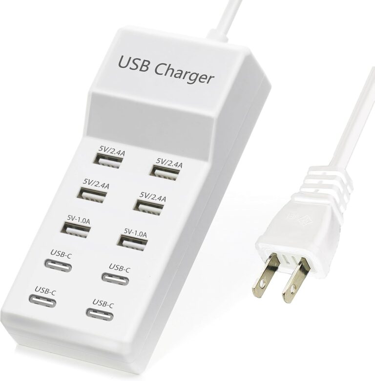 Read more about the article USB Charger,50W USB Charging Station with 10-Port (6 USB-A Port & 4 USB-C Port) Compatible with iPhone 15/14/13/13pro Max 12/12 Mini/12Pro/12 Pro Max/11,Tablets, Smartphones White