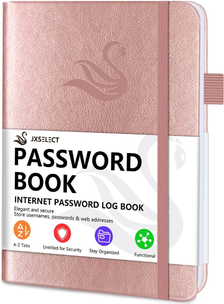 Read more about the article Elegant Password Book with Alphabetical Tabs – Hardcover Password Book for Internet Website Address Login – 5.2″ x 7.6″ Password Keeper and Organizer w/Notes Section & Back Pocket (Rose Gold)