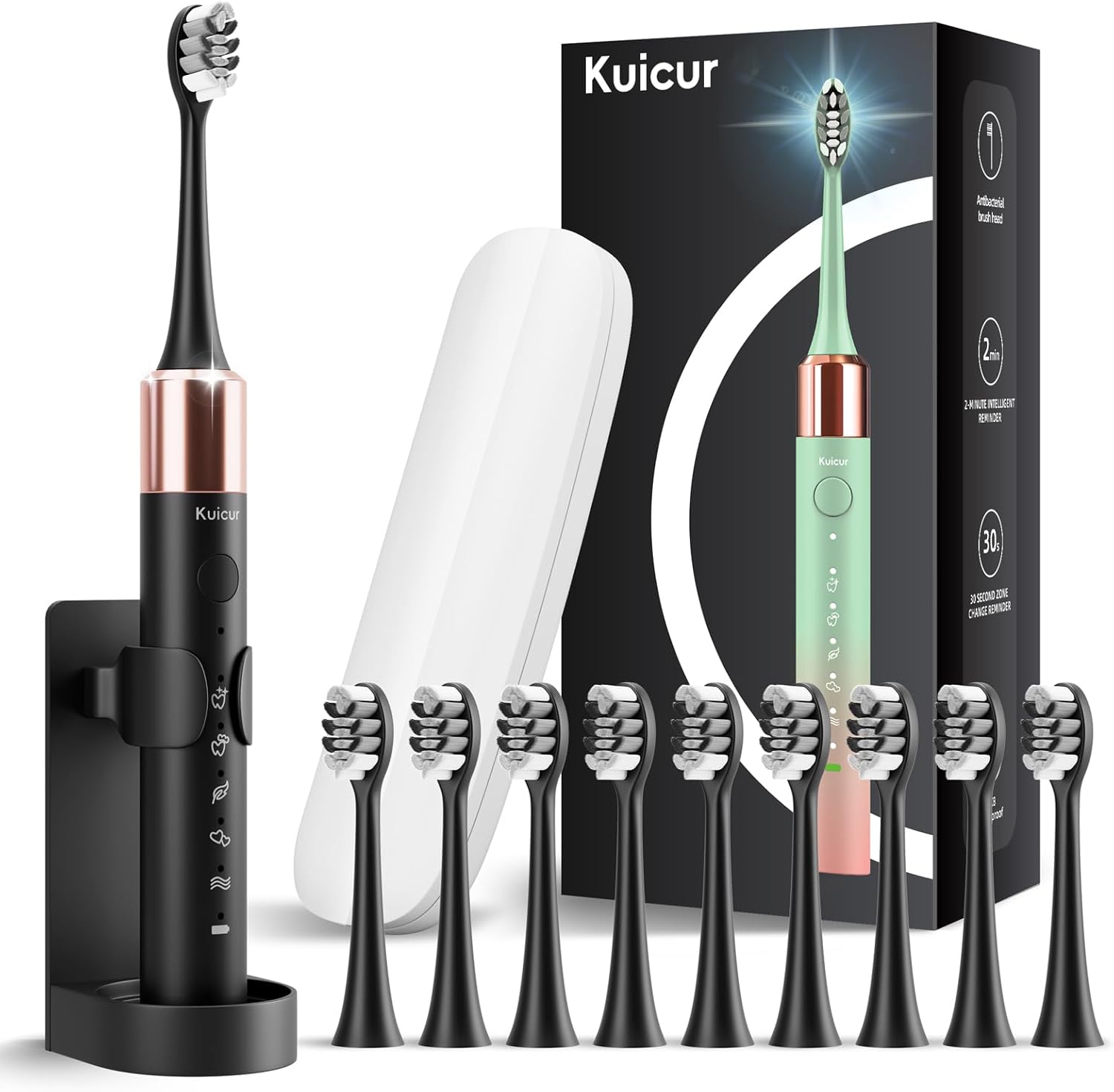 Read more about the article Kuicur Sonic Electric Toothbrush for Adults and Kids, Comes with 10 Brush Heads & Travel Case, 5 Modes with 2 Minutes Built in Smart Timer, One Charge for 90 Days, 42,000 VPM Motor (Black)