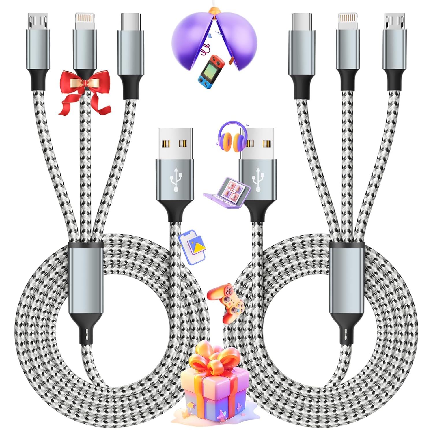 Read more about the article MPATIBY Multi Charging Cable, (2 Pack 4FT) Multi USB Charger Cable 3 in 1 Charging Nylon Braided Fast Charging Cord with Type-C, Micro USB, IP Port for Most Phones/iPhones/Tablets
