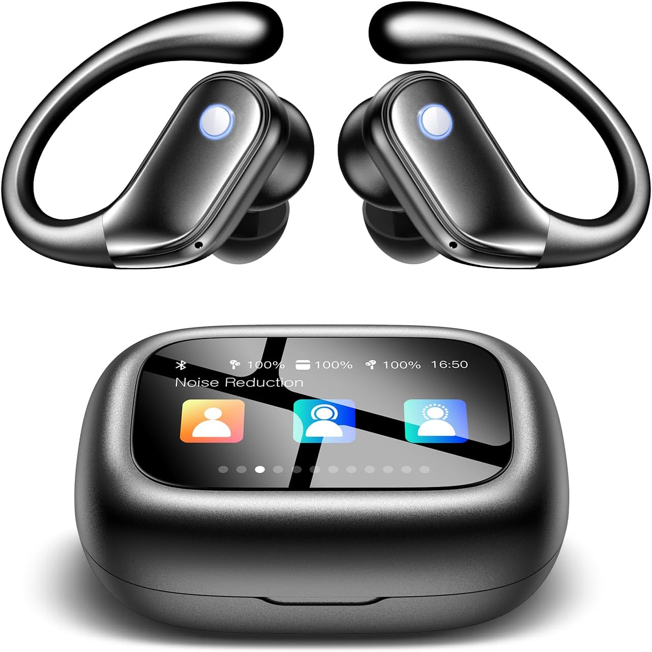Read more about the article jaddsa Wireless Earbuds, 2026 ENC Noise Cancelling Ear Buds with Smart Touchscreen, Bluetooth 5.4 Headphones, Bass Stereo Sound Over-Ear Earbuds, 5 EQ Modes for Sports/Travel/Gym- Mattle Black