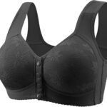 Daisy Bras for Older Women Front Closure Convenient Everyday Bras Mid Buttons Comfortable No Underwire Gathering Bras