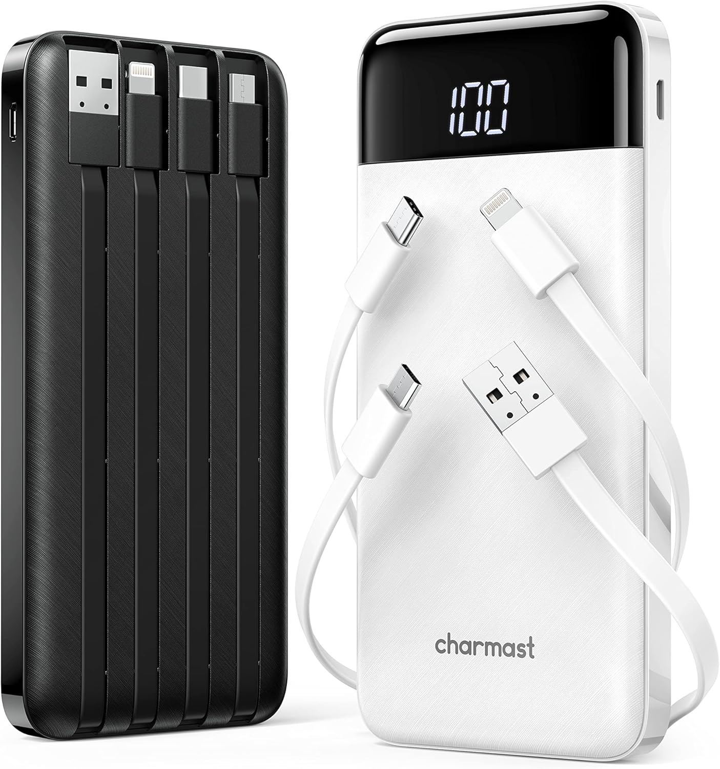 You are currently viewing charmast 2 Pack 10000mAh Portable Charger, Power Bank with Built-in 4 Cables, 6 Outputs & 3 Inputs, Battery Pack with Digital Display, Travel Essential for iPhone All Series & Android, Family Sharing