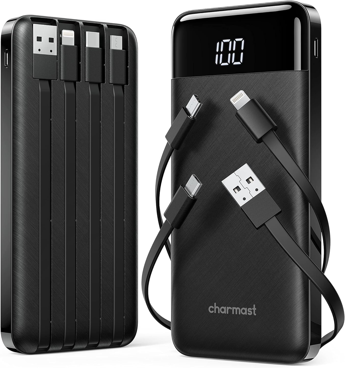 You are currently viewing charmast 2 Pack 10000mAh Portable Charger, Power Bank with Built-in 4 Cables, 6 Outputs & 3 Inputs, Battery Pack with Digital Display, Travel Essential for iPhone All Series & Android, Family Sharing